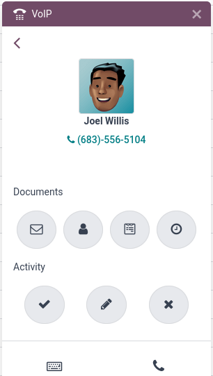 VoIP widget in ViableView.