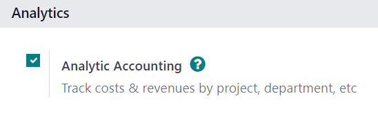 How it looks to activate the Analytic Accounting setting in ViableView Accounting Setting page.