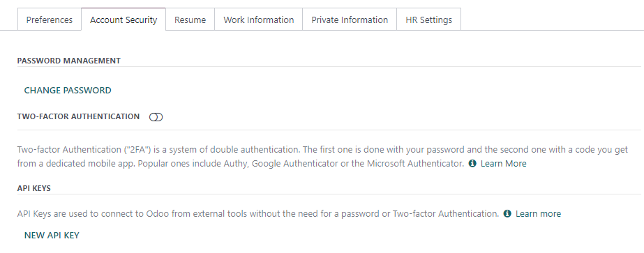 creation of an ViableView external API key for a database
