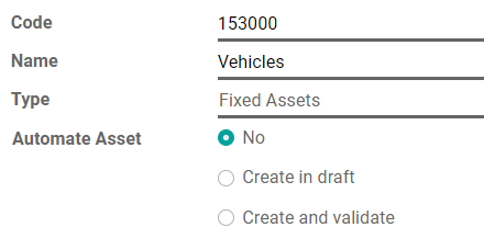 Configuration of an Assets Account in ViableView Accounting