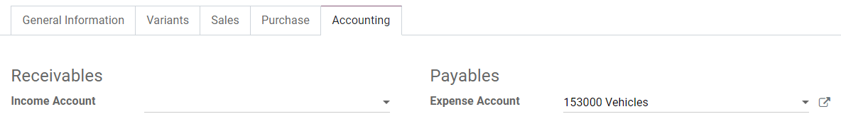 Change of the Assets Account for a product in ViableView