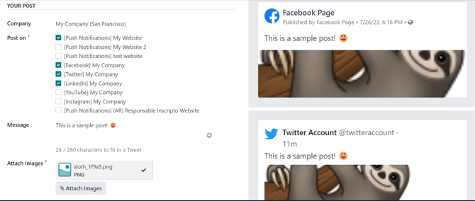 Visualized samples of post with newly-attached images in ViableView Social Marketing.
