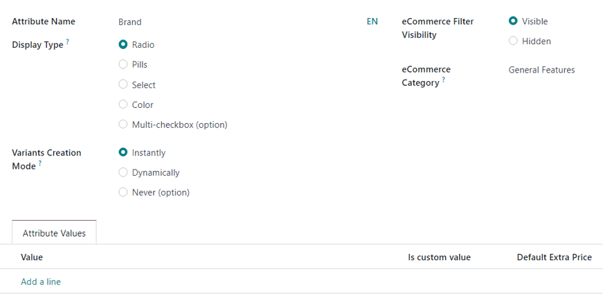 A blank attribute creation form in the ViableView Sales application.