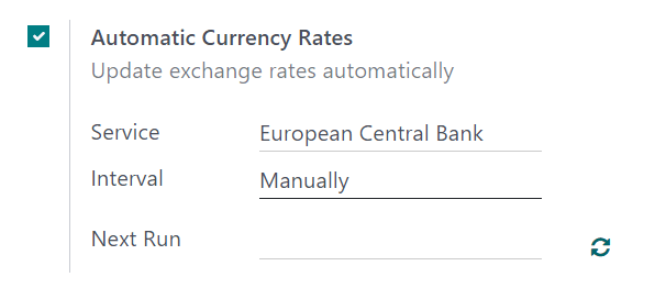 How the main currency feature appears on settings page in ViableView Accounting.