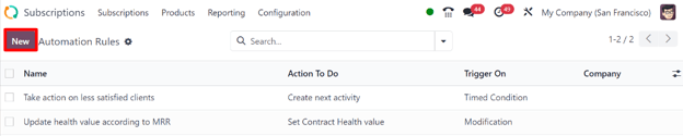 The Automation Rules page in the ViableView Subscriptions application.