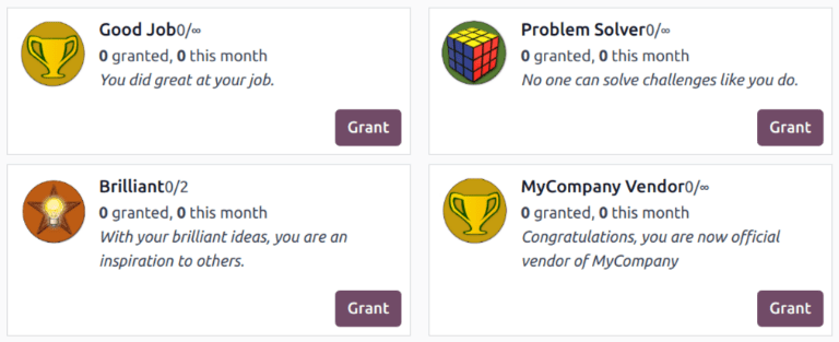 View of the badges page in ViableView.