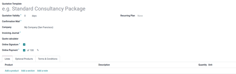 Create a new quotation template on ViableView Sales.