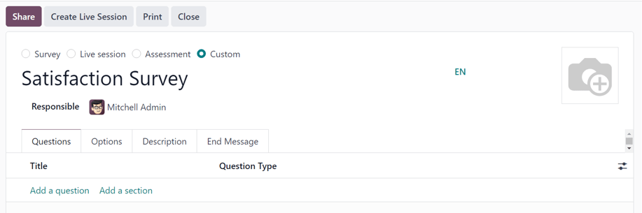 How a blank survey form looks in the ViableView Surveys application.