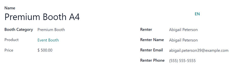 Typical booth form in the ViableView Events application.