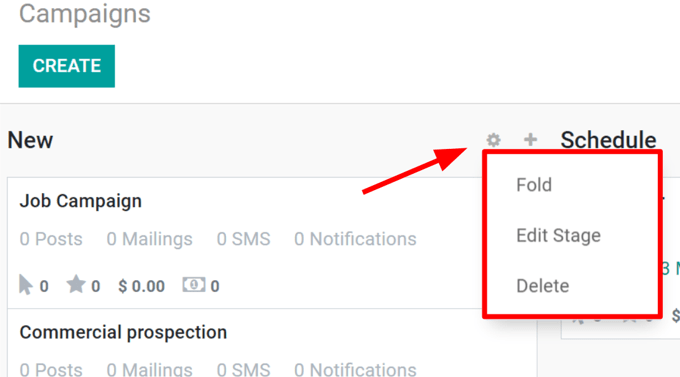 View of the campaigns page in the ViableView Social Marketing application.