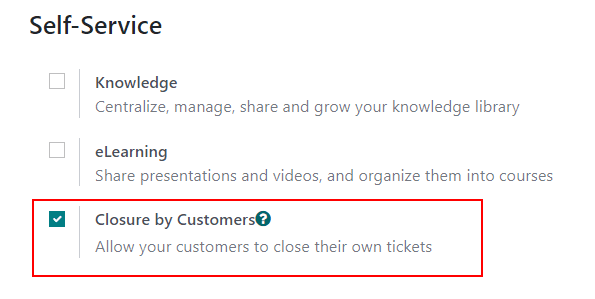 Customer closing setting in ViableView Helpdesk.
