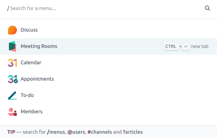 The command palette in ViableView, with the menu search option selected.