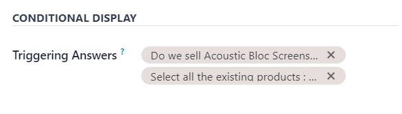 The Conditional Display section of the options tab in the ViableView Surveys application.