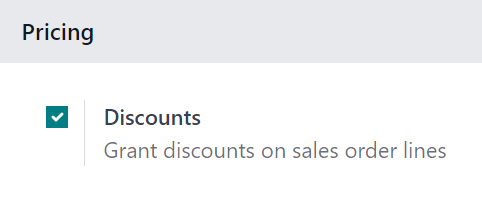 Activation of the discount option in ViableView Sales.