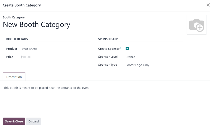 The Create Booth Category pop-up window in the ViableView Events application.