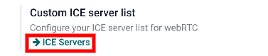 The "ICE Servers" button in ViableView General Settings.