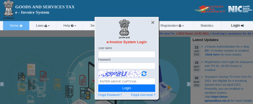 Register ViableView ERP system on e-invoice web portal