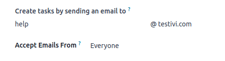 View of the email alias chosen on the dashboard view in ViableView Project