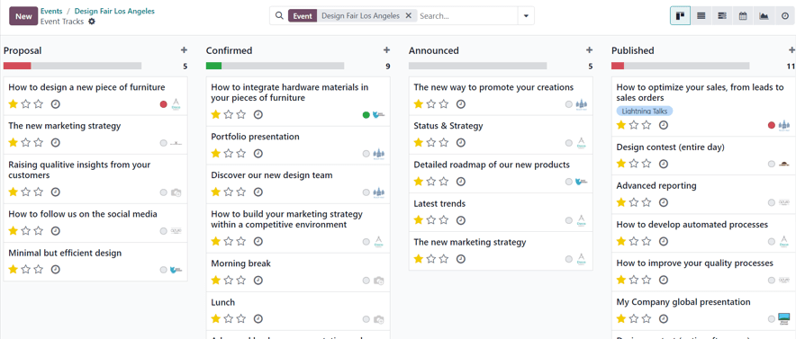Typical event tracks page for an event in the ViableView Events application.