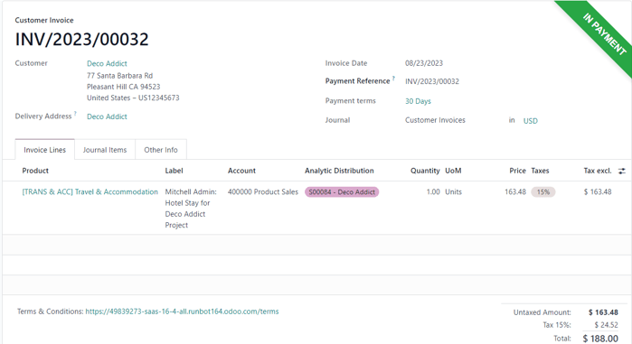 A register payment pop-up window on a customer invoice in ViableView Sales.