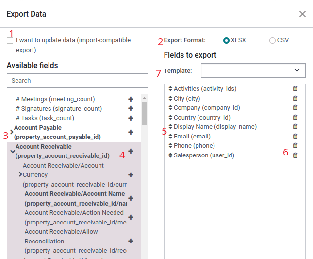 Overview of options to consider when exporting data in ViableView.