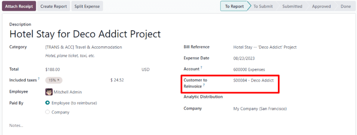 A filled out expenses form in the ViableView Expenses application.