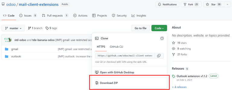 Download the ZIP file from the ViableView GitHub repository for Mail Plugins.