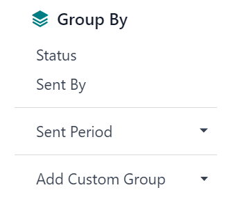 View of the Group By drop-down menu on the ViableView Email Marketing application.
