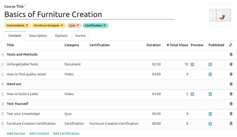 View of a course being published for ViableView Helpdesk.