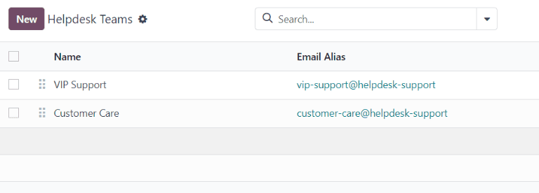 View of the Helpdesk teams page in ViableView Helpdesk.