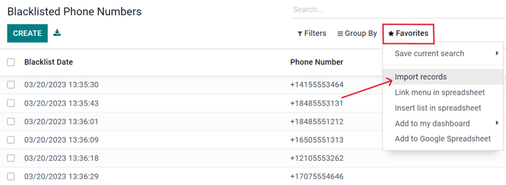 View of how to import a blacklist in ViableView SMS Marketing.