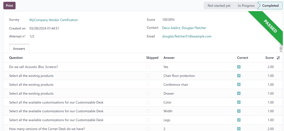 An individual participant's detail form in the ViableView Surveys application.