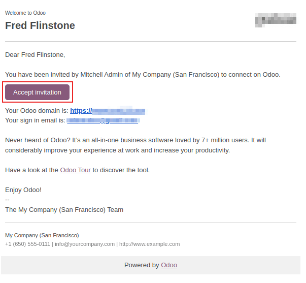 View of a user's form with a notification that the invitation email has been sent in ViableView.