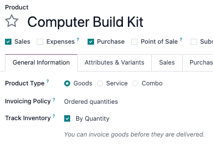 Kit set up as a product.