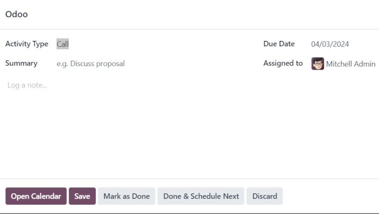 ViableView pop-up schedule activity window.