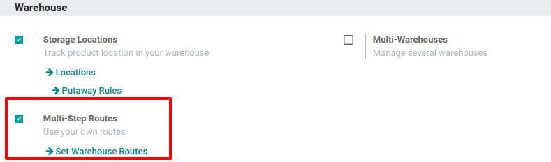 Activate the Multi-Step Routes feature in ViableView Inventory.