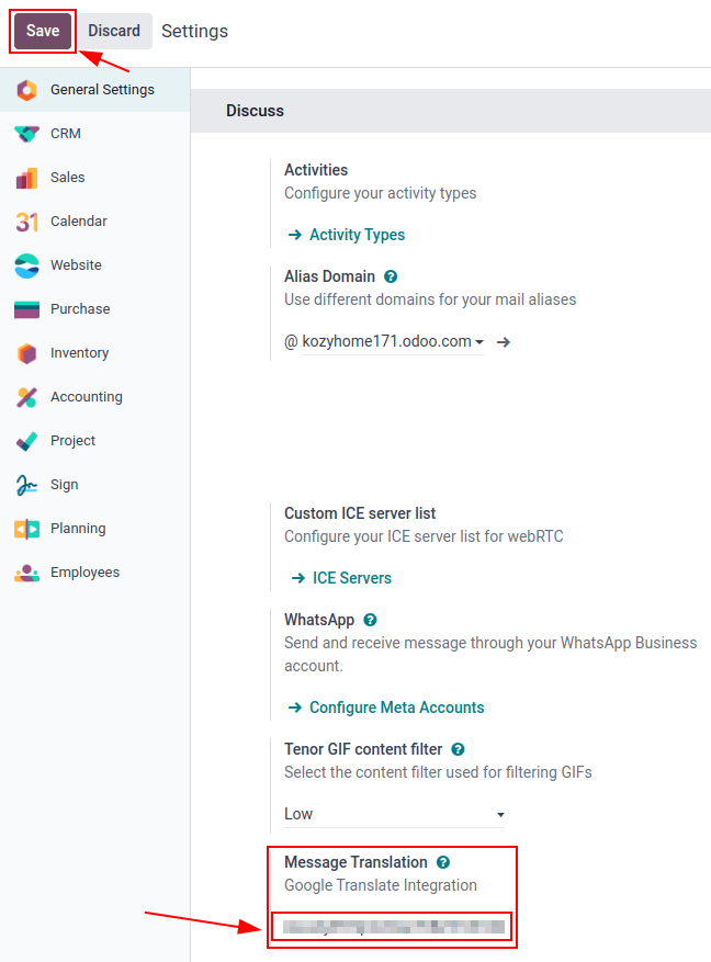 ViableView configuration of the API key from the *Google API Console*.