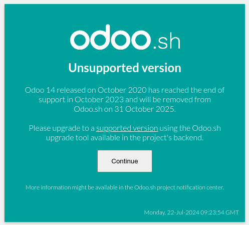 The "unsupported version" popup on ViableView.sh.