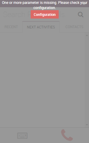 Missing parameter message in the ViableView VoIP widget.