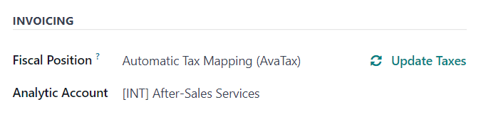 The Invoicing section of the Other Info tab of a quotation form in ViableView Sales.