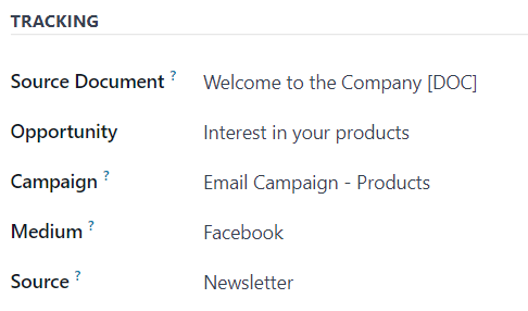 The Tracking section of the Other Info tab of a quotation form in ViableView Sales.