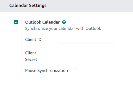 The "Outlook Calendar" setting activated in ViableView.