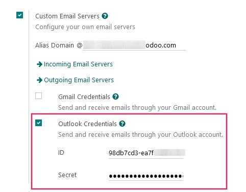 Outlook Credentials in ViableView General Settings.