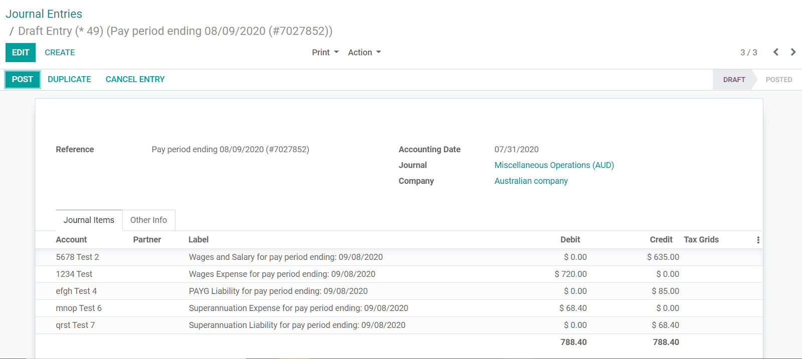 Employment Hero journal entries in ViableView.
