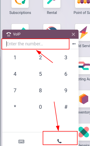 Connecting to a conference extension using the ViableView VoIP widget.