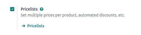 How the pricelist feature setting looks in ViableView Sales.