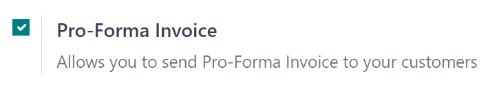 The Pro-Forma Invoice feature setting in the ViableView Sales application.