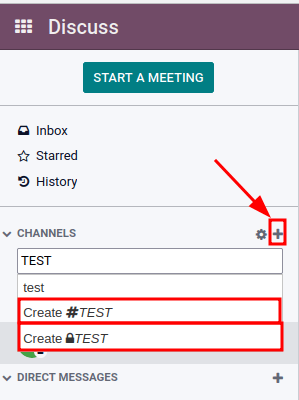 View of discuss's sidebar and a channel being created in ViableView Discuss.