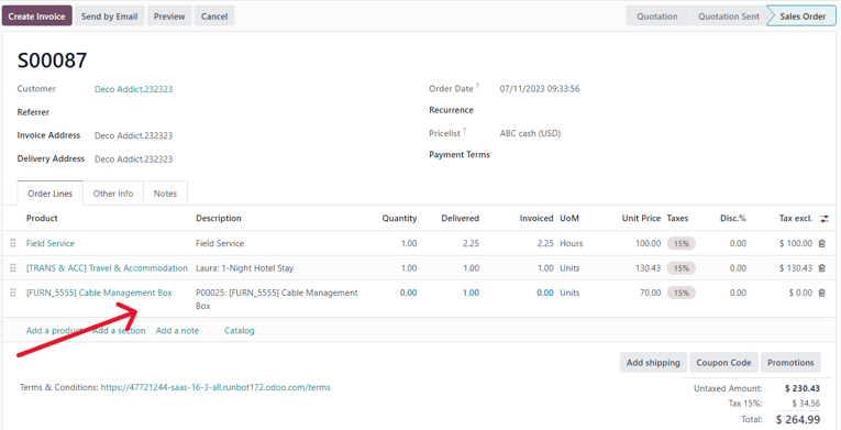 Purchase order product on sales order to be invoiced to customer via ViableView Sales.