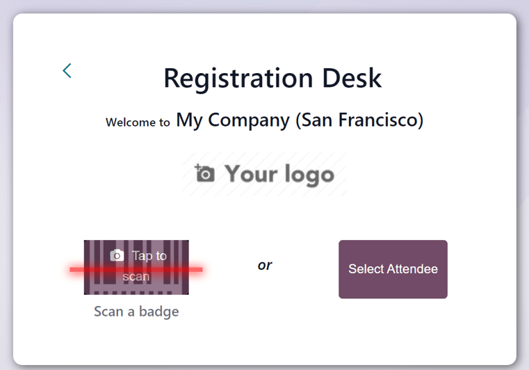 The Registration Desk page in the ViableView Events application.